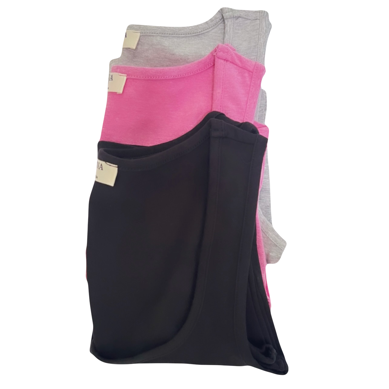 Stack of three colorful Tank tops
